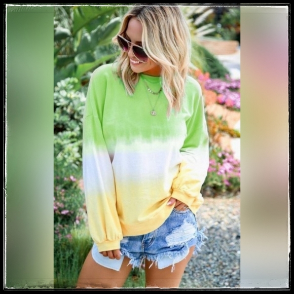 Tops - Tie-Dye Lime Green Sm&Md Long-Sleeve T-Shirt